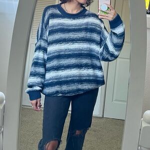 Oversized Vintage Style Structure Striped Sweater Size XL
